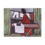Mother ironing postcard