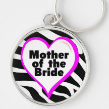 Mother of the Bride (Heart Zebra Stripes) Keychain