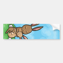 Mother Rabbit and Baby Bunny hug Bumper Sticker