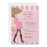 Mother with Umbrella Baby Shower Invitation