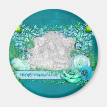 Mothers Day - ADD YOUR PHOTO - Blue Fantasy Fridge Magnets