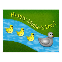 Mother's Day Duck with Ducklings Post Card