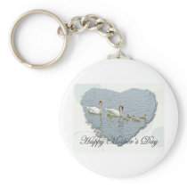 Mother's Day Mute Swan Famly Keychain