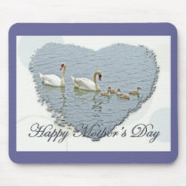 Mother's Day Mute Swan Famly Mouse Mats