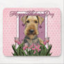 Mothers Day - Pink Tulips - Airedale Mousepad