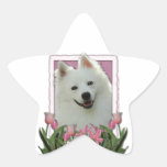 Mothers Day - Pink Tulips - American Eskimo Star Sticker