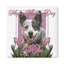 Mothers Day - Pink Tulips - Australian Cattle Dog Refrigerator Magnets