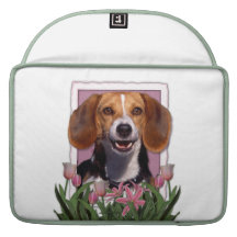 Mothers Day - Pink Tulips - Beagle MacBook Pro Sleeves
