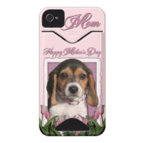 Mothers Day - Pink Tulips - Beagle Puppy