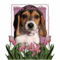 Mothers Day - Pink Tulips - Beagle Puppy