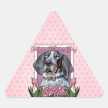 Mothers Day - Pink Tulips - Bluetick Coonhound Triangle Sticker