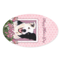 Mothers Day - Pink Tulips - Border Collie Sticker