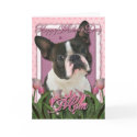 Mothers Day - Pink Tulips - Boston Terrier cards