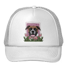 Mothers Day - Pink Tulips - Boxer - Vindy Trucker Hat