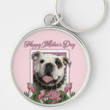 Mothers Day - Pink Tulips - Bulldog Keychains