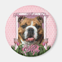 Mothers Day - Pink Tulips - Bulldog Magnets