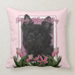 Mothers Day - Pink Tulips - Cairn Terrier - Rosco Throw Pillows