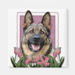 Mothers Day - Pink Tulips - German Shepherd Magnet