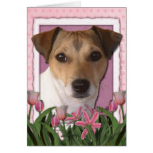 Mothers Day - Pink Tulips - Jack Russell Card