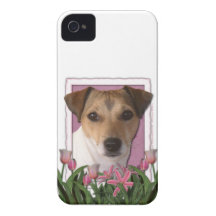 Mothers Day - Pink Tulips - Jack Russell iPhone 4 Case-Mate Case