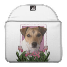 Mothers Day - Pink Tulips - Jack Russell MacBook Pro Sleeves
