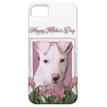 Mothers Day - Pink Tulips - Pitbull Puppy - Petey