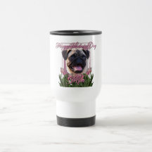 Mothers Day - Pink Tulips - Pug Coffee Mug