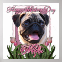 Mothers Day - Pink Tulips - Pug