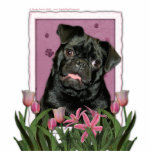 Mothers Day - Pink Tulips - Pug - Ruffy Cut Out