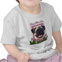 Mothers Day - Pink Tulips - Pug T Shirt