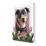 Mothers Day - Pink Tulips - Rottweiler - SambaParT Stretched Canvas Print