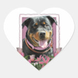 Mothers Day - Pink Tulips - Rottweiler - SambaParT Heart Sticker