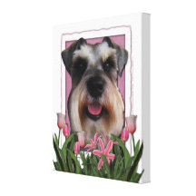 Mothers Day - Pink Tulips - Schnauzer Gallery Wrap Canvas