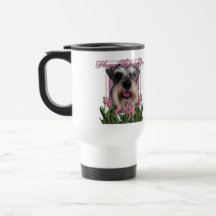 Mothers Day - Pink Tulips - Schnauzer Coffee Mug