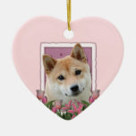 Mothers Day - Pink Tulips - Shiba Inu Ornaments