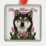 Mothers Day - Pink Tulips - Shiba Inu - Yasha Christmas Ornament