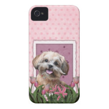 Mothers Day - Pink Tulips - ShihPoo - Maggie iPhone 4 Case-Mate Cases