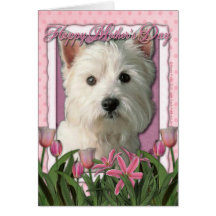 Mothers Day - Pink Tulips - West Highland Terrier Card