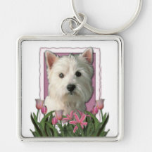 Mothers Day - Pink Tulips - West Highland Terrier Keychains