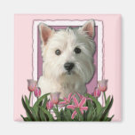 Mothers Day - Pink Tulips - West Highland Terrier Refrigerator Magnets