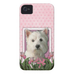 Mothers Day - Pink Tulips - Westie iPhone 4 Case-Mate Cases