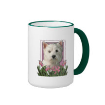 Mothers Day - Pink Tulips - Westie Coffee Mug