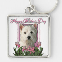 Mothers Day - Pink Tulips - Westie Keychains