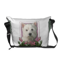 Mothers Day - Pink Tulips - Westie Messenger Bags