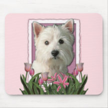 Mothers Day - Pink Tulips - Westie Mouse Mat