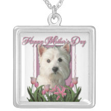 Mothers Day - Pink Tulips - Westie Necklace