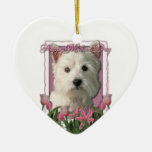 Mothers Day - Pink Tulips - Westie Ornament