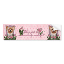 Mothers Day - Pink Tulips - Yorkshire Terrier
