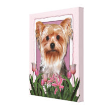 Mothers Day - Pink Tulips - Yorkshire Terrier Canvas Prints