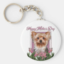 Mothers Day - Pink Tulips - Yorkshire Terrier Keychain